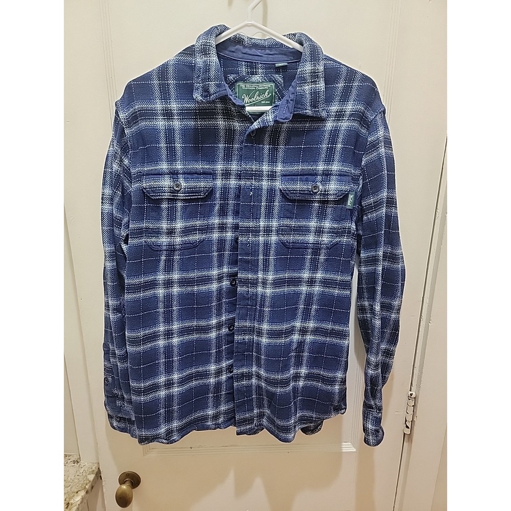 Woolrich Vintage Wool Shirt Shacket Blue Plaid